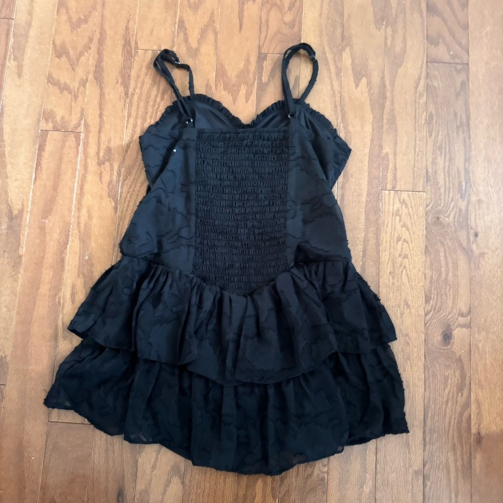 Wild Fable Black Mini Dress Women's M Ruffle Tiered Sheer Slip Festival Y2K - Picture 2 of 8